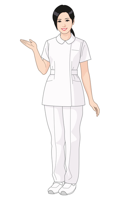 パンツタイプの看護服を着た女性イラスト