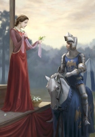 スカーフを渡す貴婦人と騎士