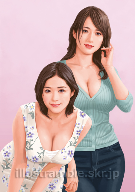 『両隣の人妻 母乳若妻と爆乳熟妻の完全奉仕 (マドンナメイト文庫)』カバーイラスト